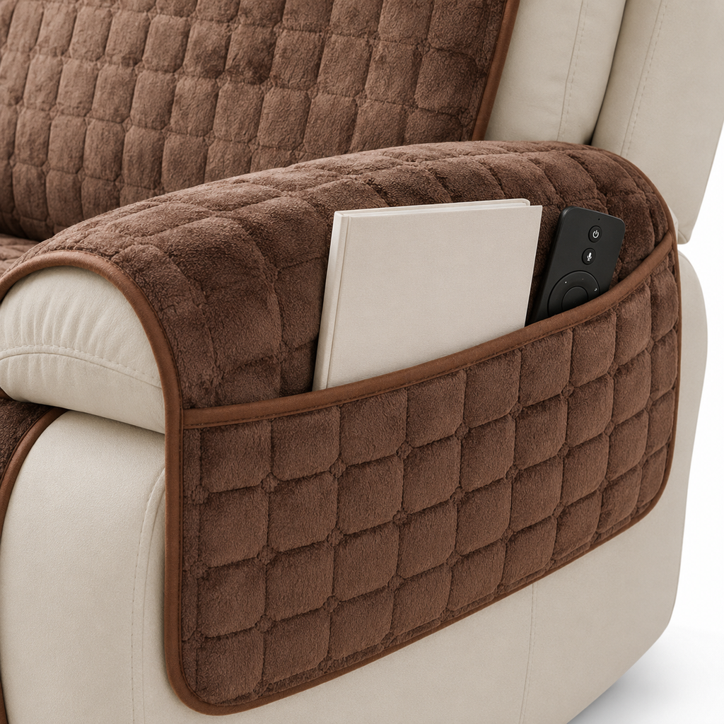 Quilted Recliner Chair Cover – Non-Slip Washable Furniture Protector with Side Pocket