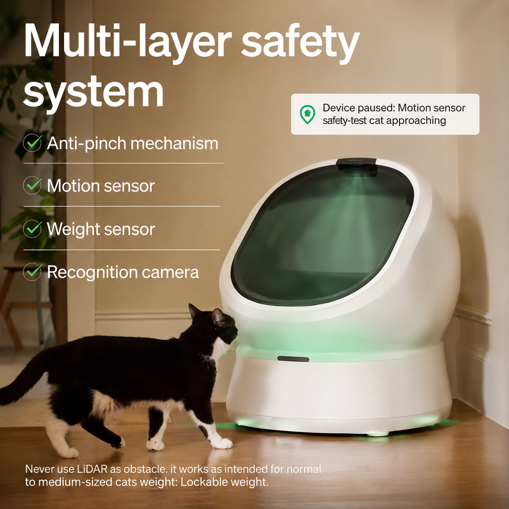 Smart Cat Automatic Self-Cleaning Litter Box with AI Waste Analysis | Odor Control & Multi-Cat Tracking for Health Monitoring