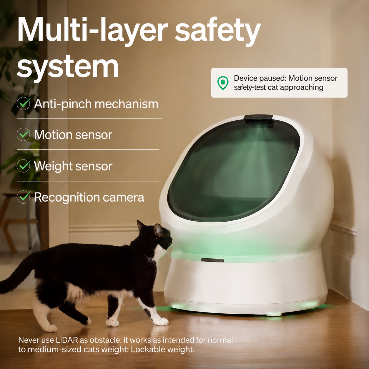 Smart Cat Automatic Self-Cleaning Litter Box with AI Waste Analysis | Odor Control & Multi-Cat Tracking for Health Monitoring