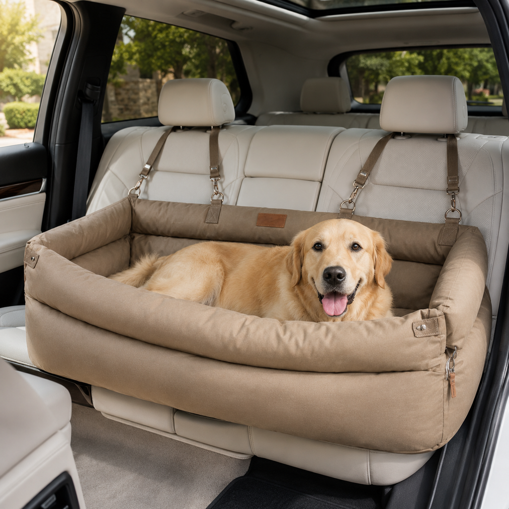 Waterproof Dog Car Seat Bed – Padded Travel Bed for Dogs