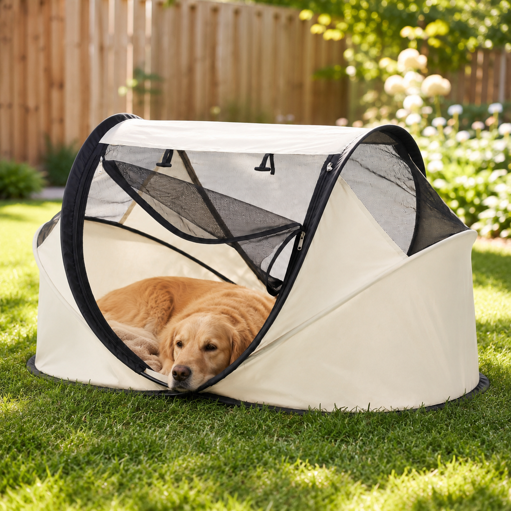 Pop-Up Dog Tent, Travel Crate, Foldable, Mesh, Dogs & Cats. Deze