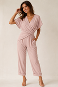 Women's Wrap Wide 2-Piece Set – V-Neck Set