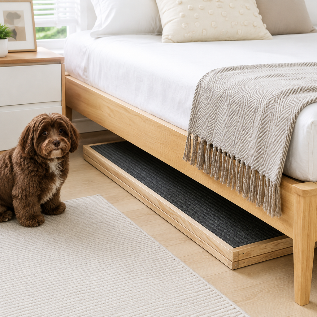 Adjustable Wooden Dog Ramp for Bed, Couch & Car – Foldable Non-Slip Pet Ramp for Small, Large & Senior Dogs, 132 lb Capacity