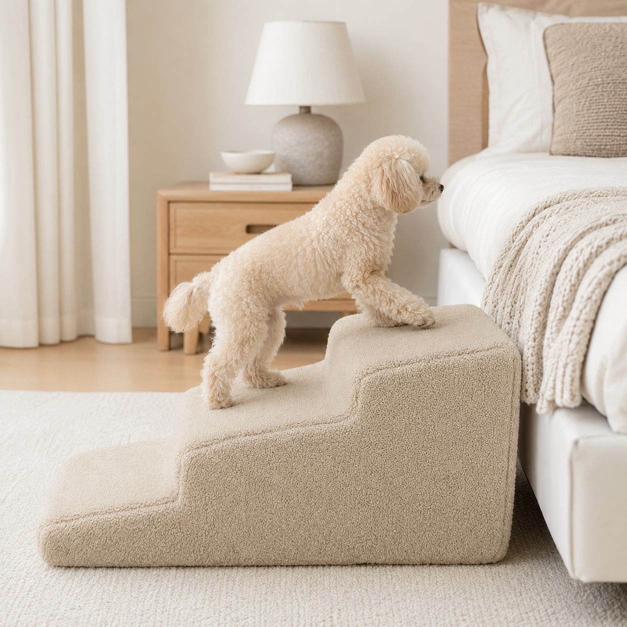 Dog Ramp for Bed with Non-Slip Base | Gentle Access for Senior and Small Pets
