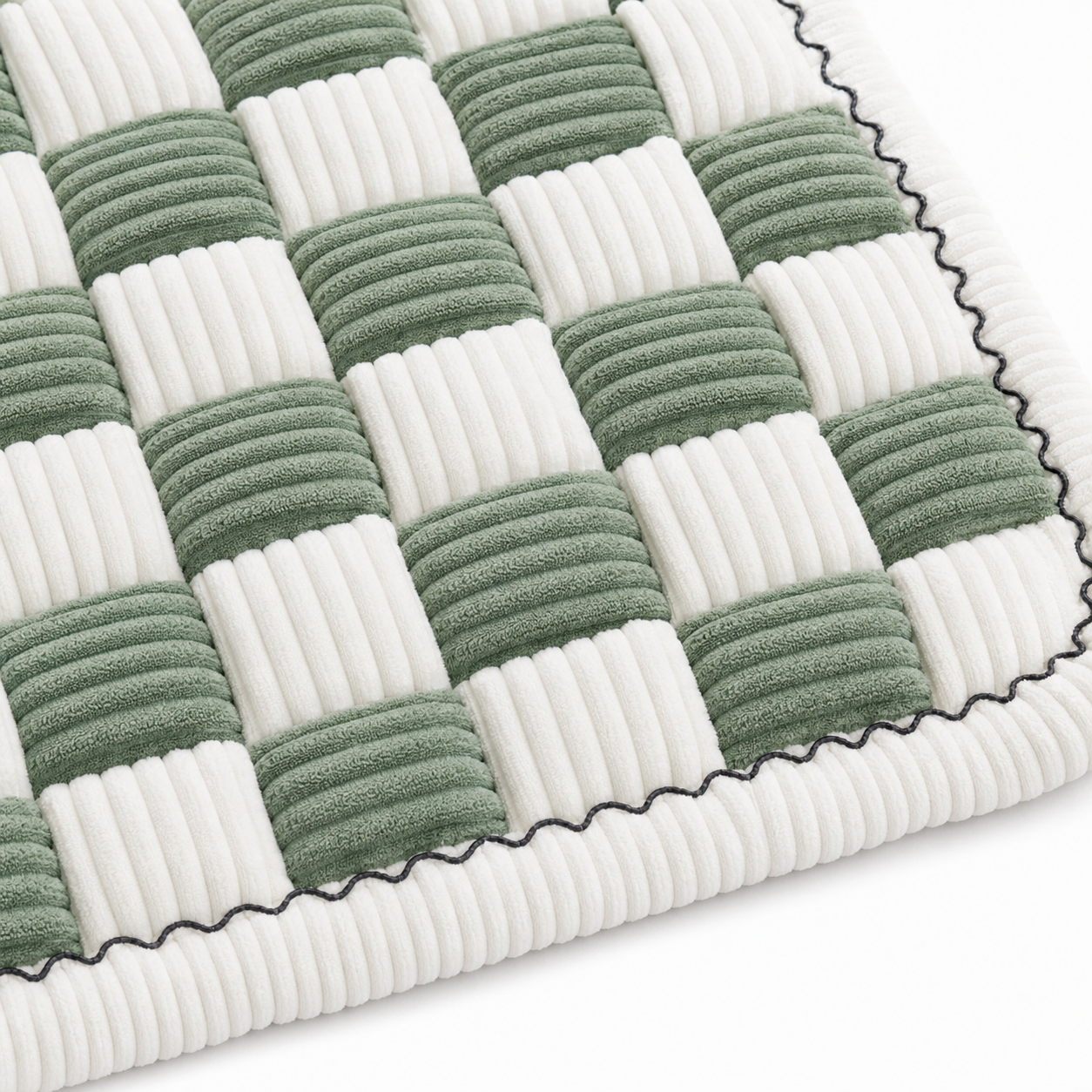 Cozy Chenille Pet Mat Bed | Cream-Colored Large Plaid Design for Comfort