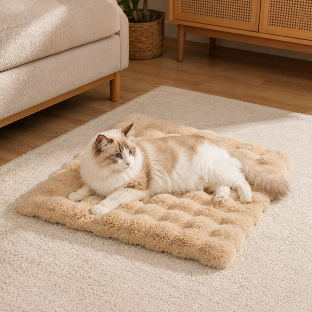 Ultra Soft Faux Fur Pet Mat for Cats & Dogs