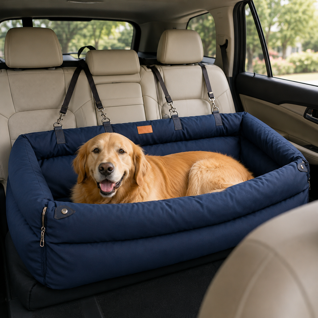 Waterproof Dog Car Seat Bed – Padded Travel Bed for Dogs
