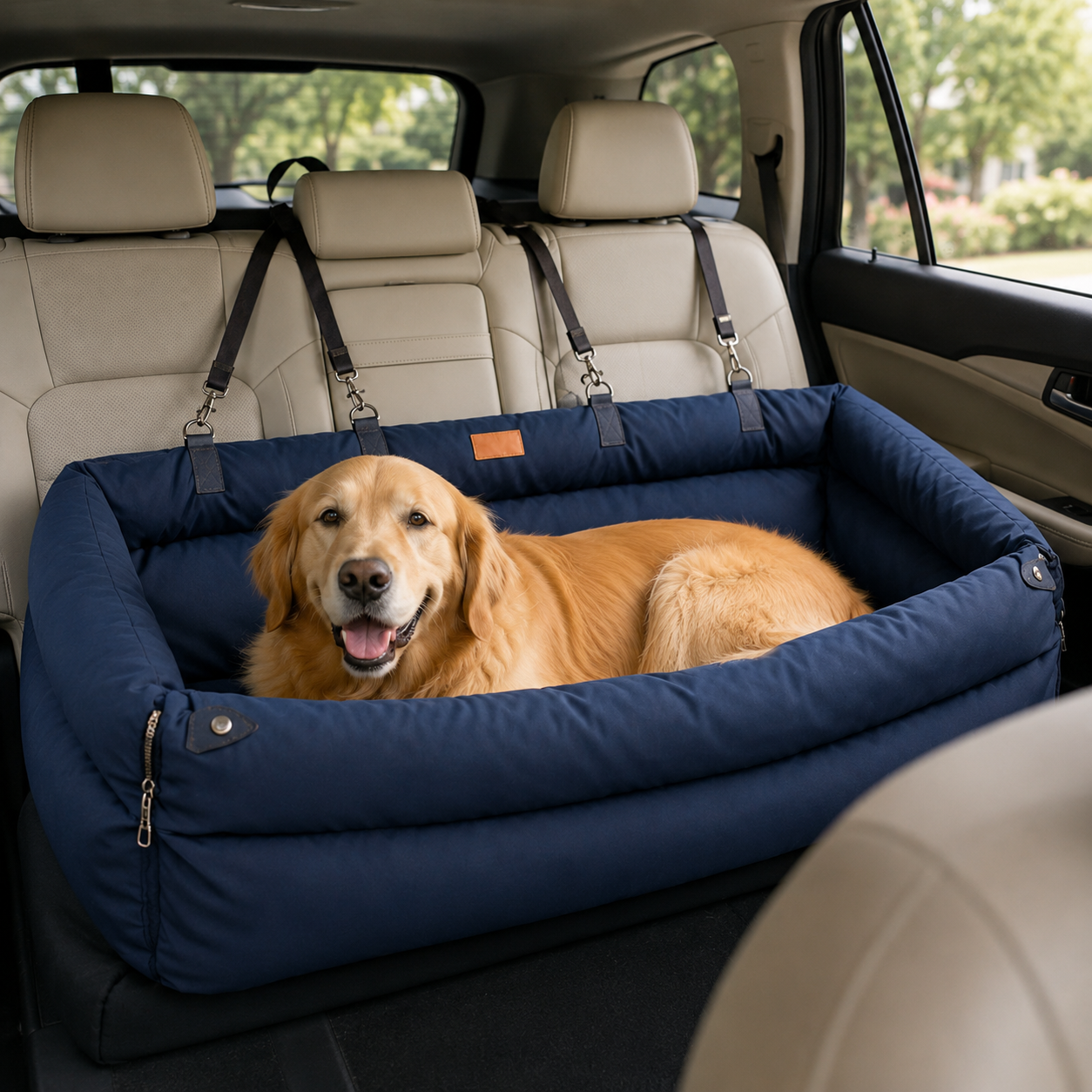 Waterproof Dog Car Seat Bed – Padded Travel Bed for Dogs