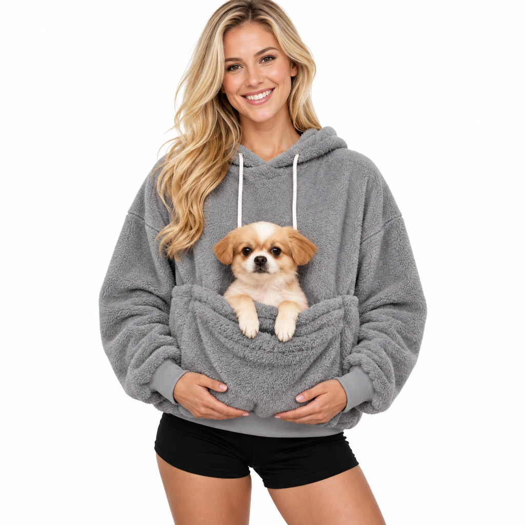 Hands-Free Pet Carrier Hoodie – Cozy Front Pouch for Cats & Small Dogs at Home & Everyday Outings