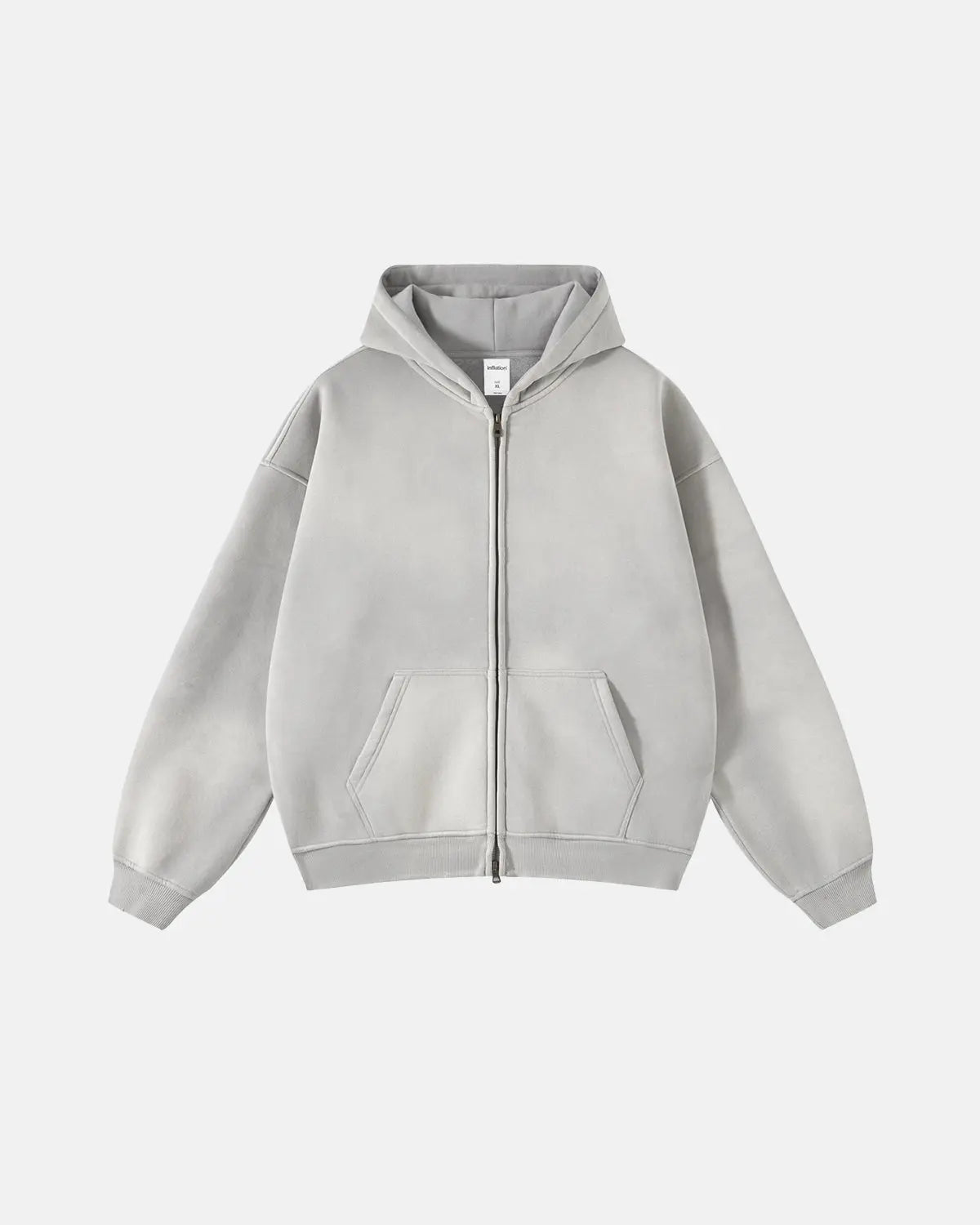 Men's Washed Zip-Up Hoodie, Distressed Finish, Kangaroo Pocket
