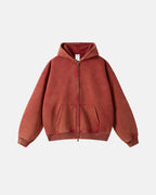 Men's Washed Zip-Up Hoodie, Distressed Finish, Kangaroo Pocket