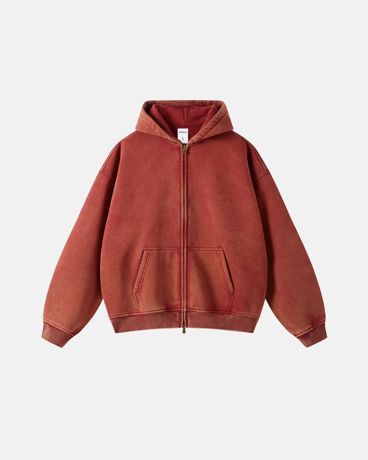 Men's Washed Zip-Up Hoodie, Distressed Finish, Kangaroo Pocket