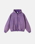 Men's Washed Zip-Up Hoodie, Distressed Finish, Kangaroo Pocket