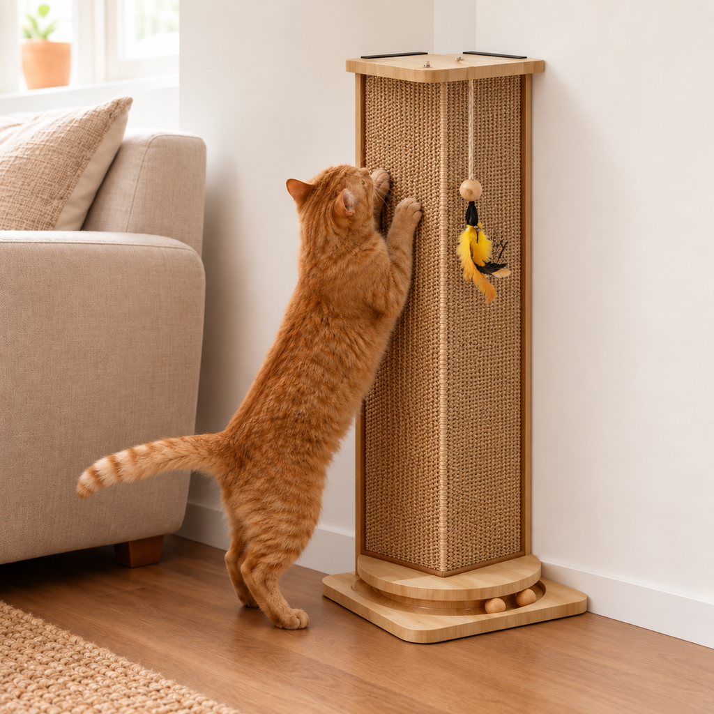 Durable Sisal Corner Cat Scratching Post with Stable Design | Space-Saving Solution for Sofa and Wall Protection