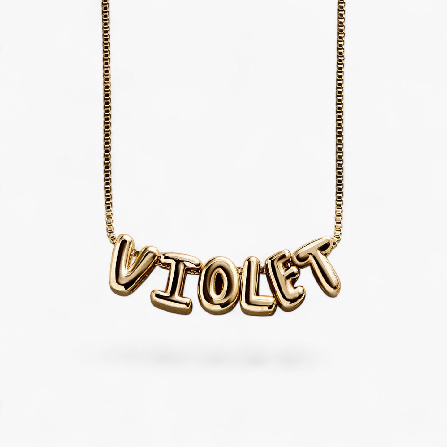 Gold Bubble Letter Name Necklace