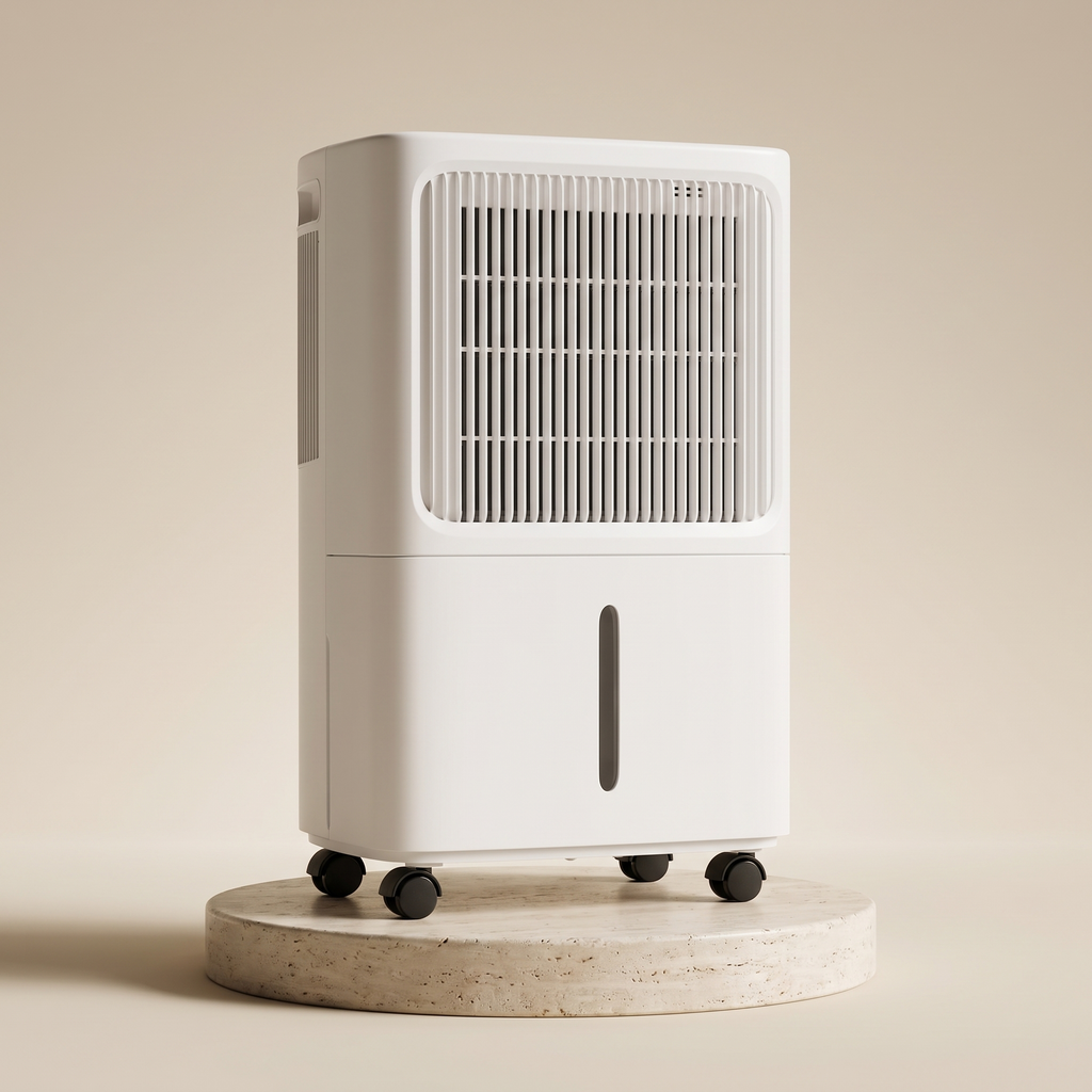 12L compressor dehumidifier on a travertine plinth