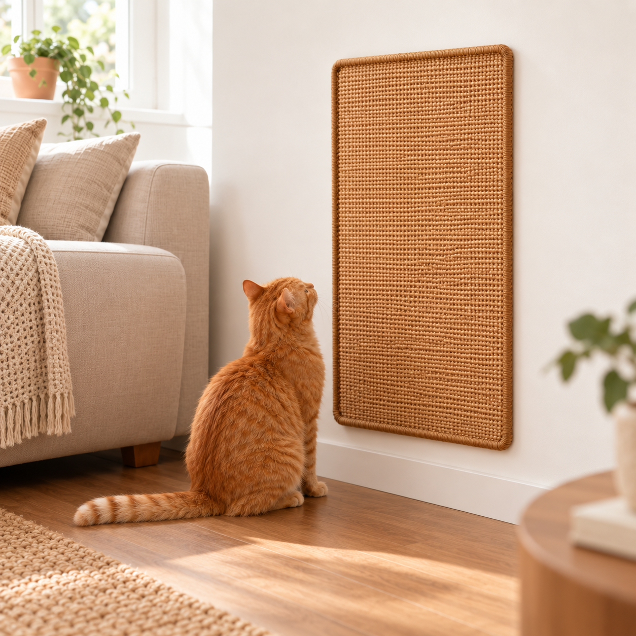 Durable Sisal Cat Scratching Board with Stable Design | Space-Saving Solution for Sofa and Wall Protection