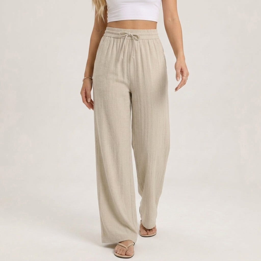 Aurelie Linen Wide-Leg Pants