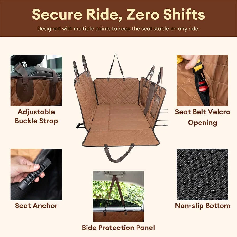Faux Leather Dog Car Hammock – Waterproof Back Seat Cover with Mesh Window - view 5