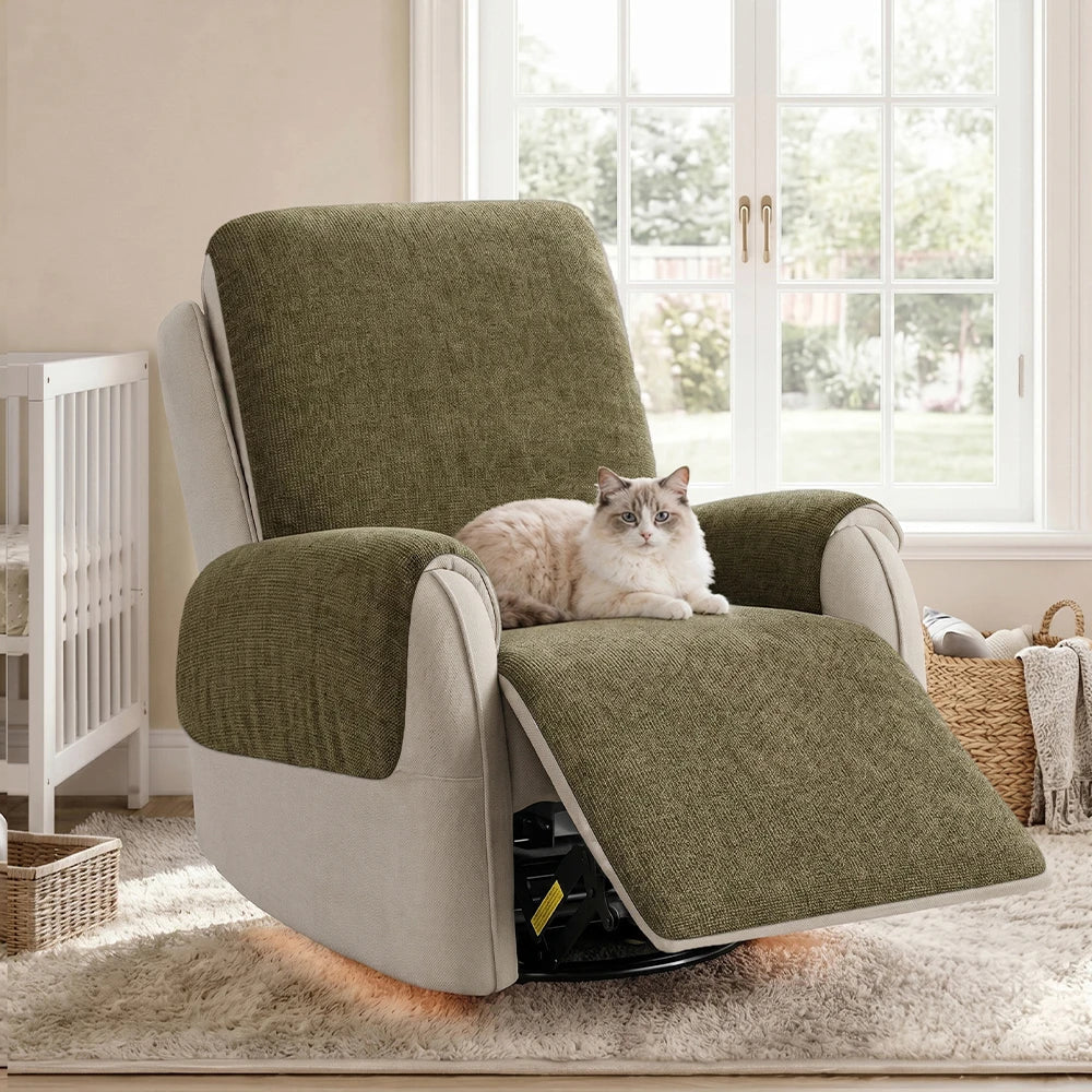 One-Piece Chenille Recliner Cover – Water-Repellent Non-Slip Slipcover