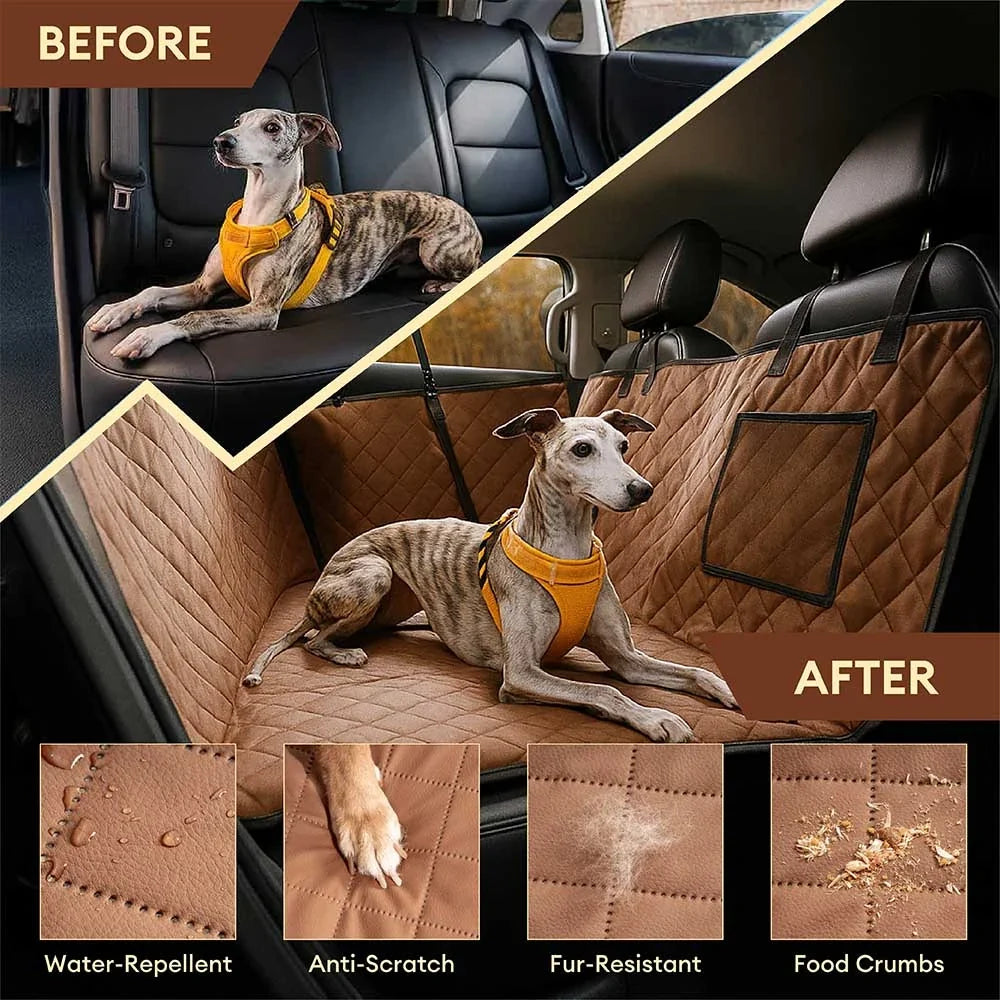 Faux Leather Dog Car Hammock – Waterproof Back Seat Cover with Mesh Window - view 6