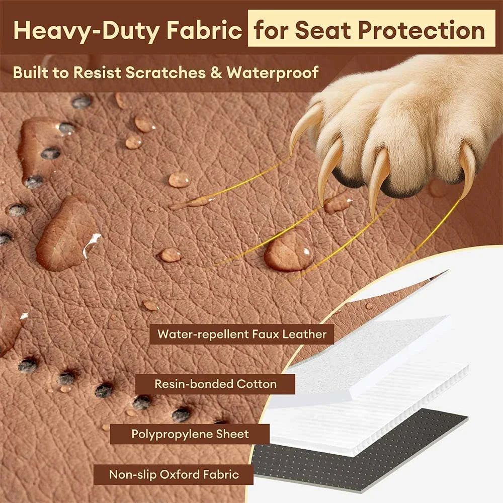 Faux Leather Dog Car Hammock – Waterproof Back Seat Cover with Mesh Window - view 4
