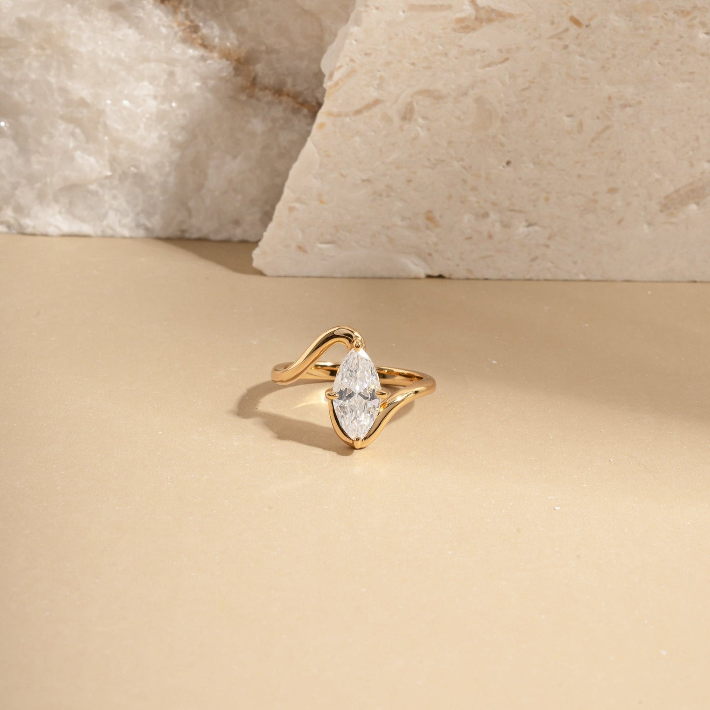 Dainty Marquise Swirl Ring