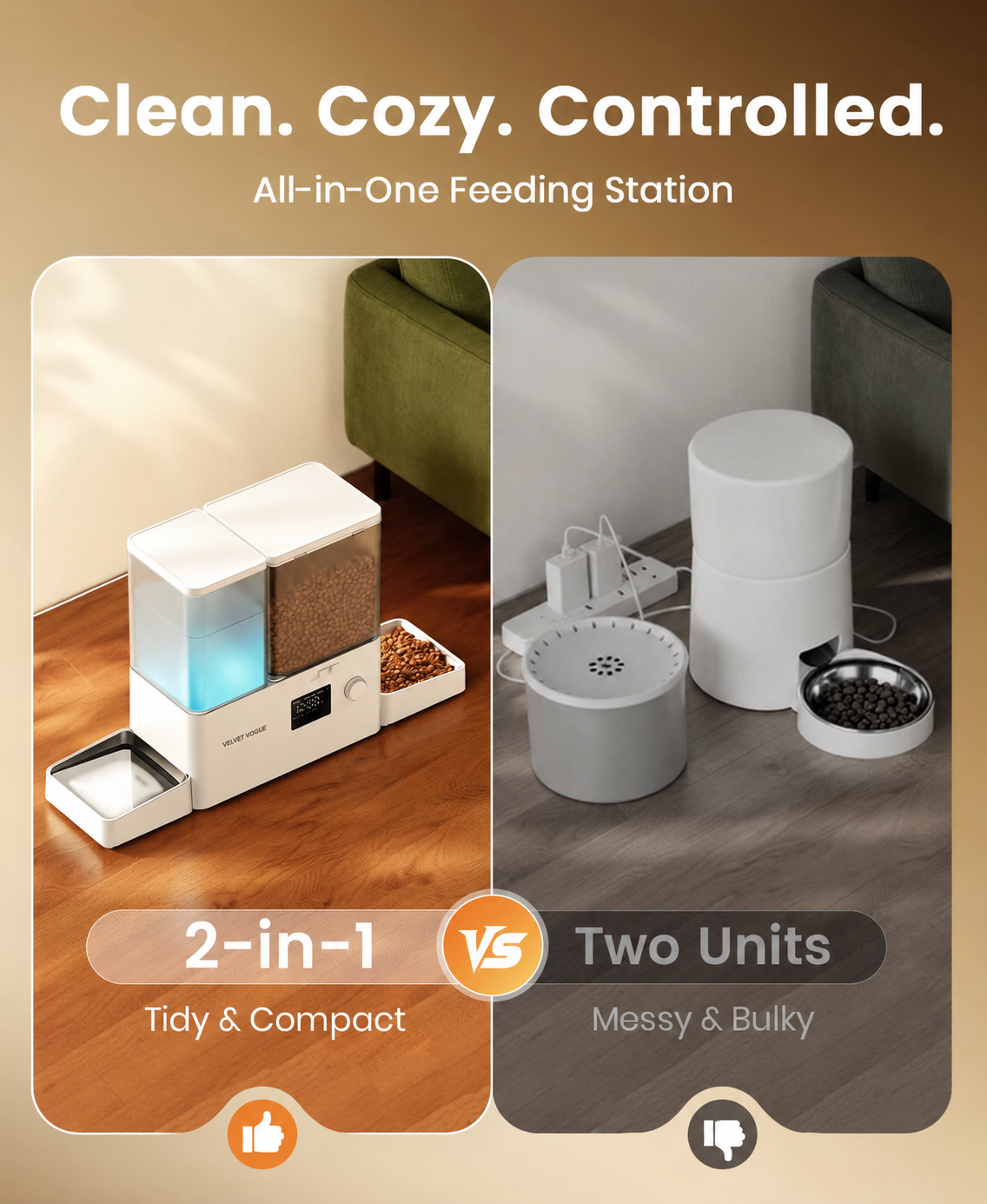 Oneisall 2-in-1 Automatic Cat Feeder and Water Dispenser