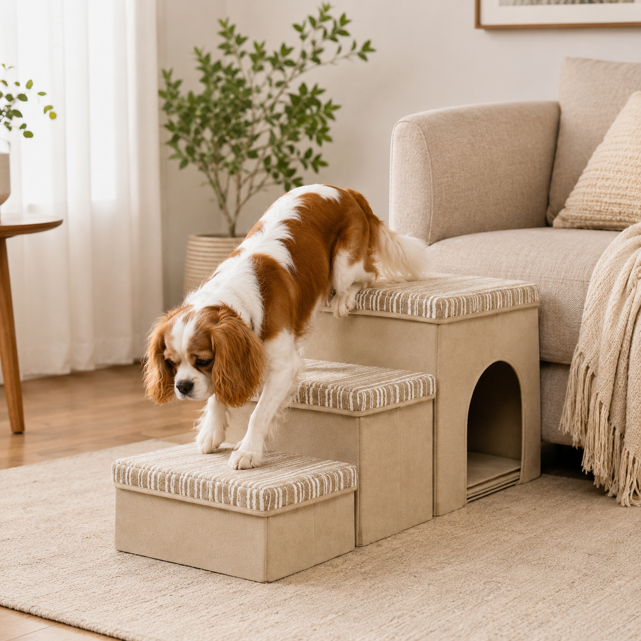 SnugNest | Dog Stairs for Bed with Hidden Storage | Stylish & Durable Accessory for Easy Pet Access