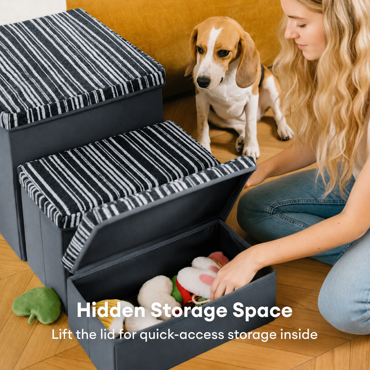 SnugNest | Dog Stairs for Bed with Hidden Storage | Stylish & Durable Accessory for Easy Pet Access