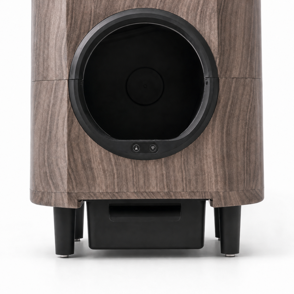 Self-Cleaning Cat Litter Box with App Control – Luxury Wood-Look Design