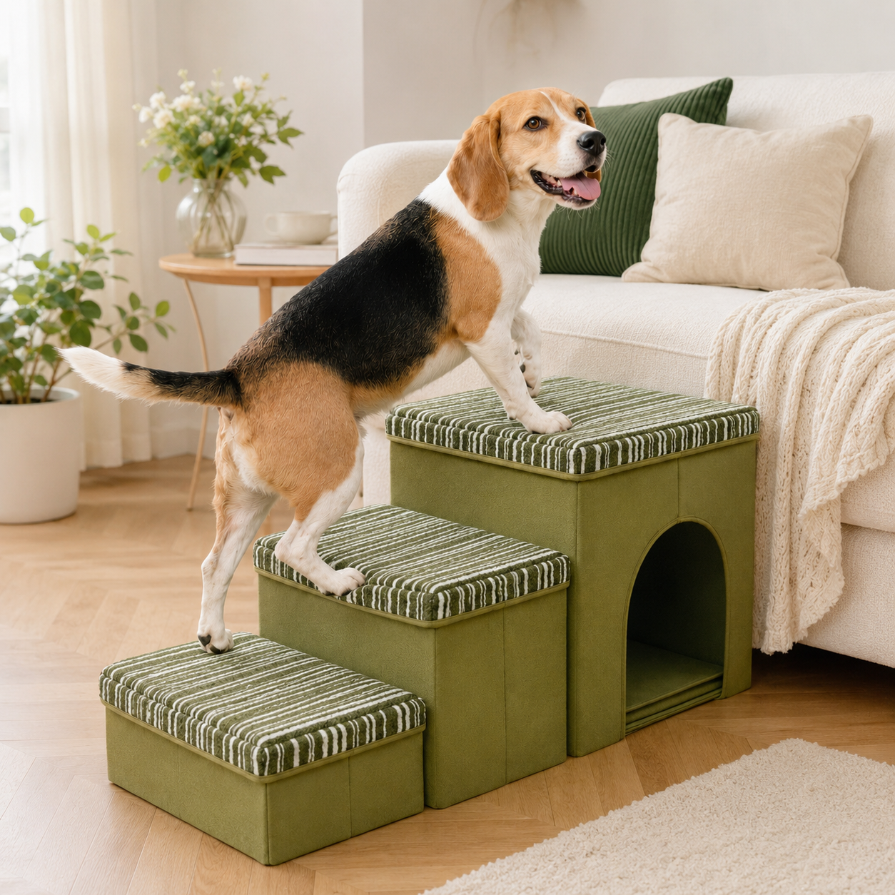 SnugNest | Dog Stairs for Bed with Hidden Storage | Stylish & Durable Accessory for Easy Pet Access