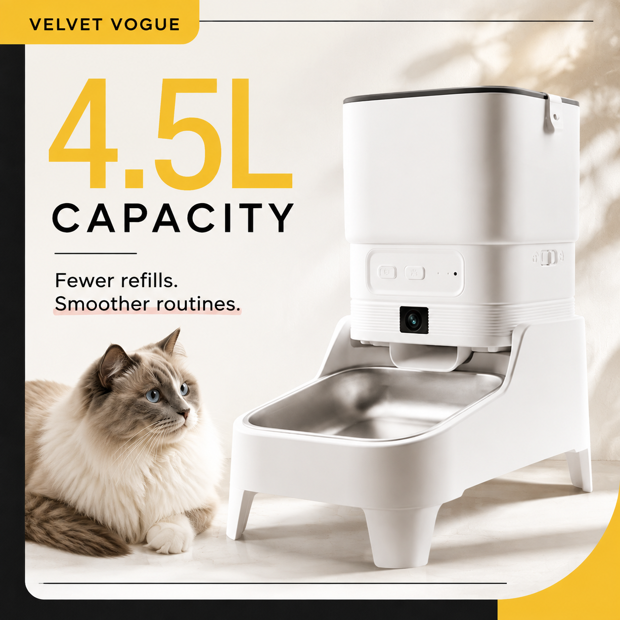 Smart Pet Feeder with 15CM Elevated Camera Tuya App Control for Busy Pet Owners FURPIPI Automatic Cats Dog Food Feeder Dispenser