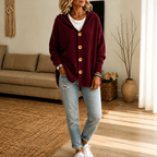 Wearbella – Hooded Waffle-Knit Button-Front Cardigan