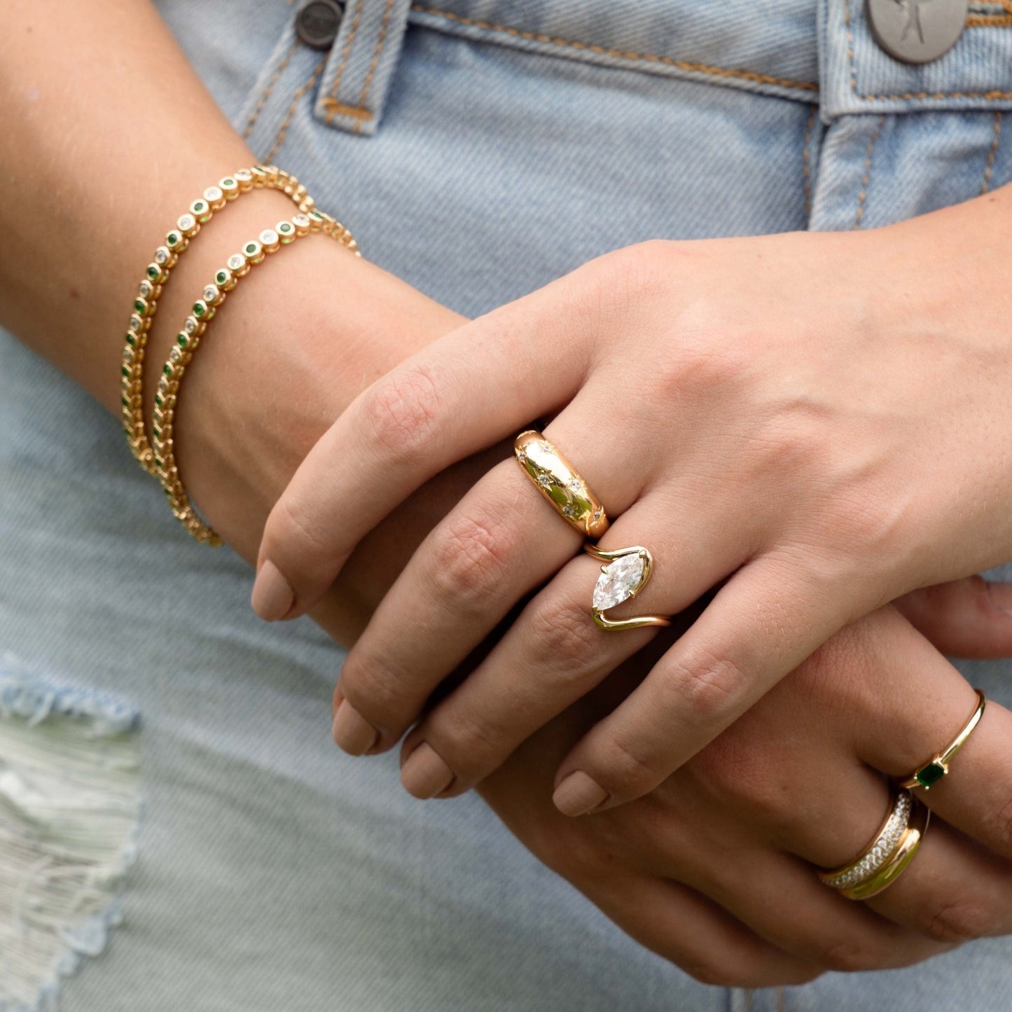 Dainty Marquise Swirl Ring