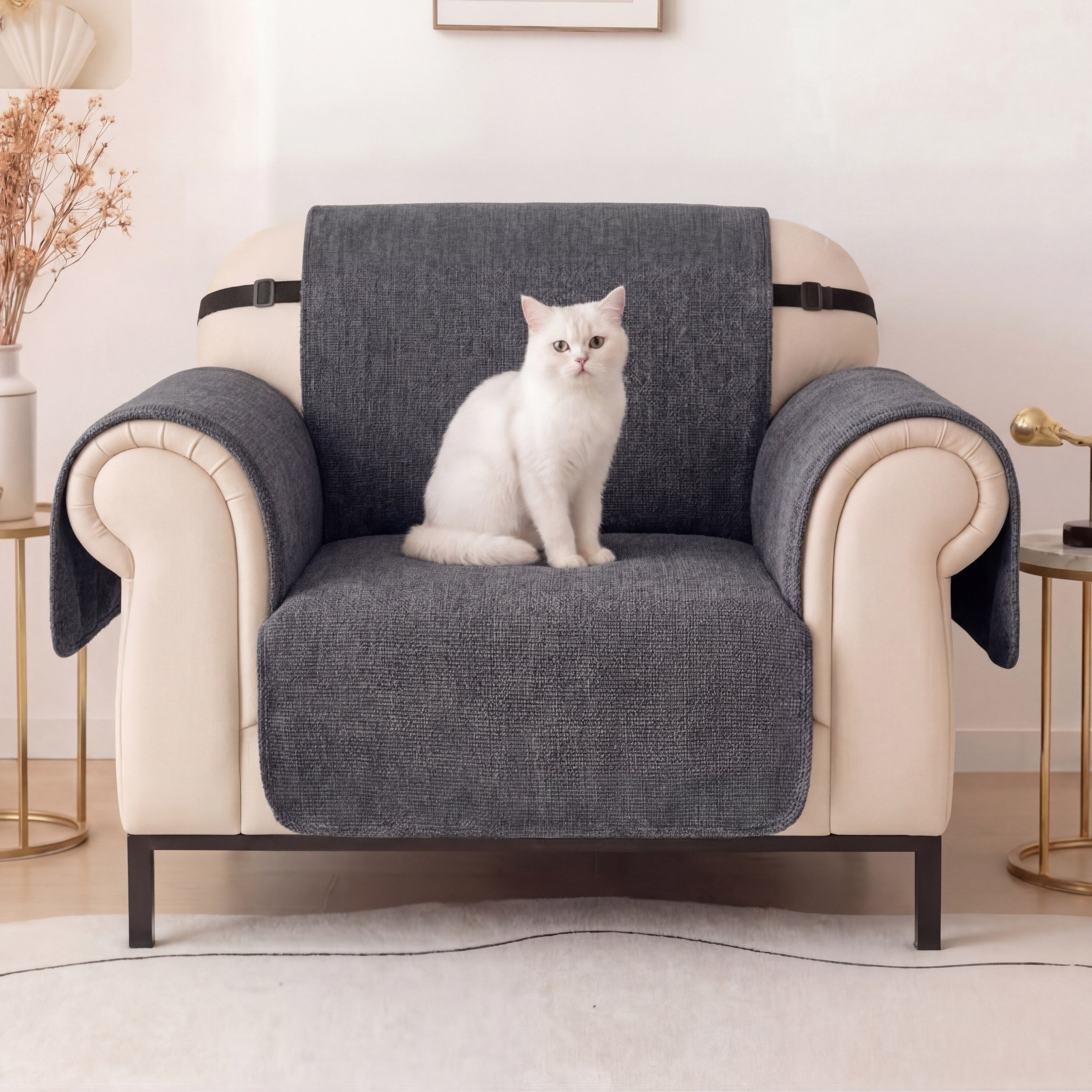 One-Piece Chenille Recliner Cover – Water-Repellent Non-Slip Slipcover - view 9