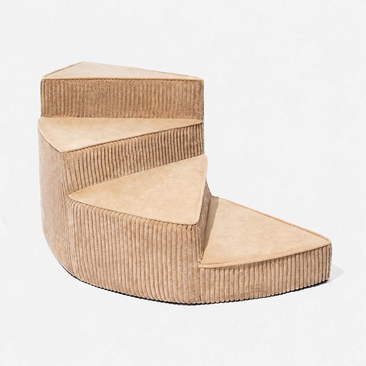 Spiral Dog Stairs for Bed – Corduroy Corner Steps That Hug the Furniture