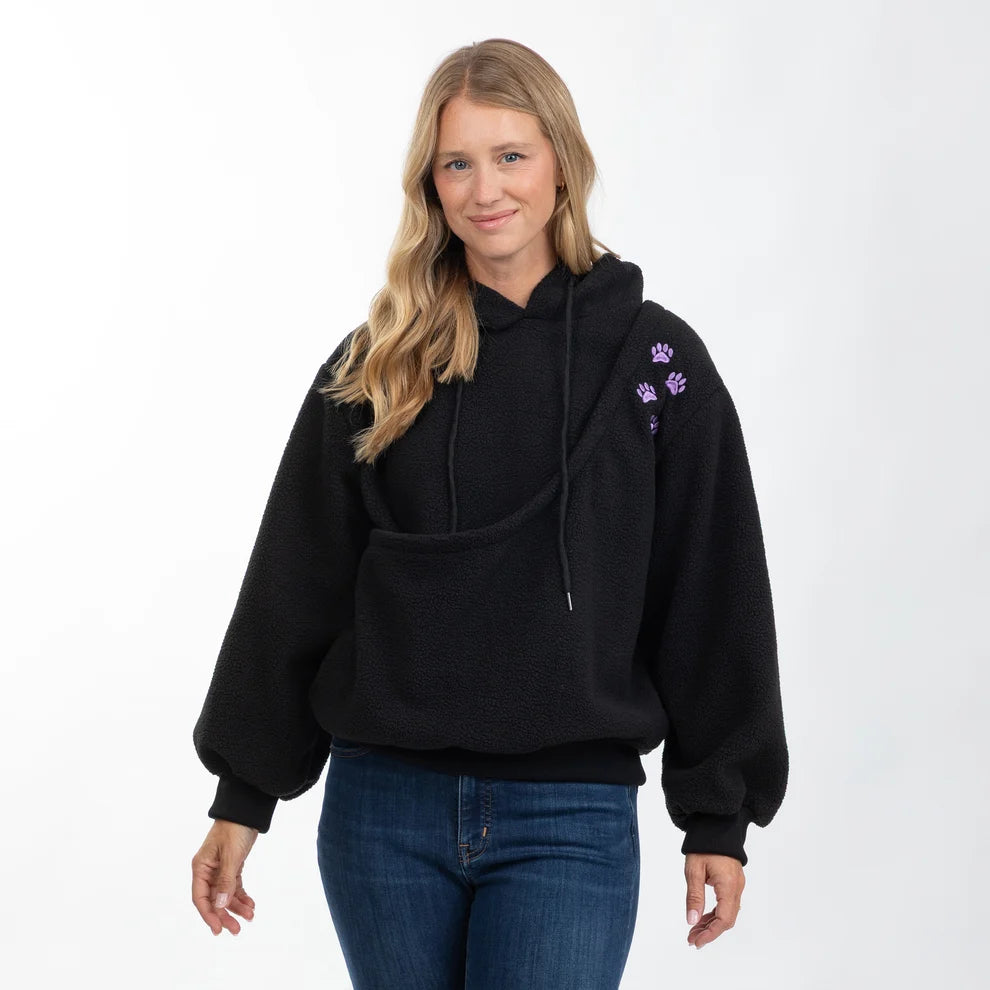 Pet Carrier Hoodie Sweatshirt | Fleece Dog & Cat Sling Hoodie with Front Pocket