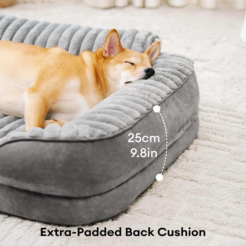 Orthopedic Bolster Dog Bed – Egg-Crate Foam Base with Washable Plush Cover - view 5