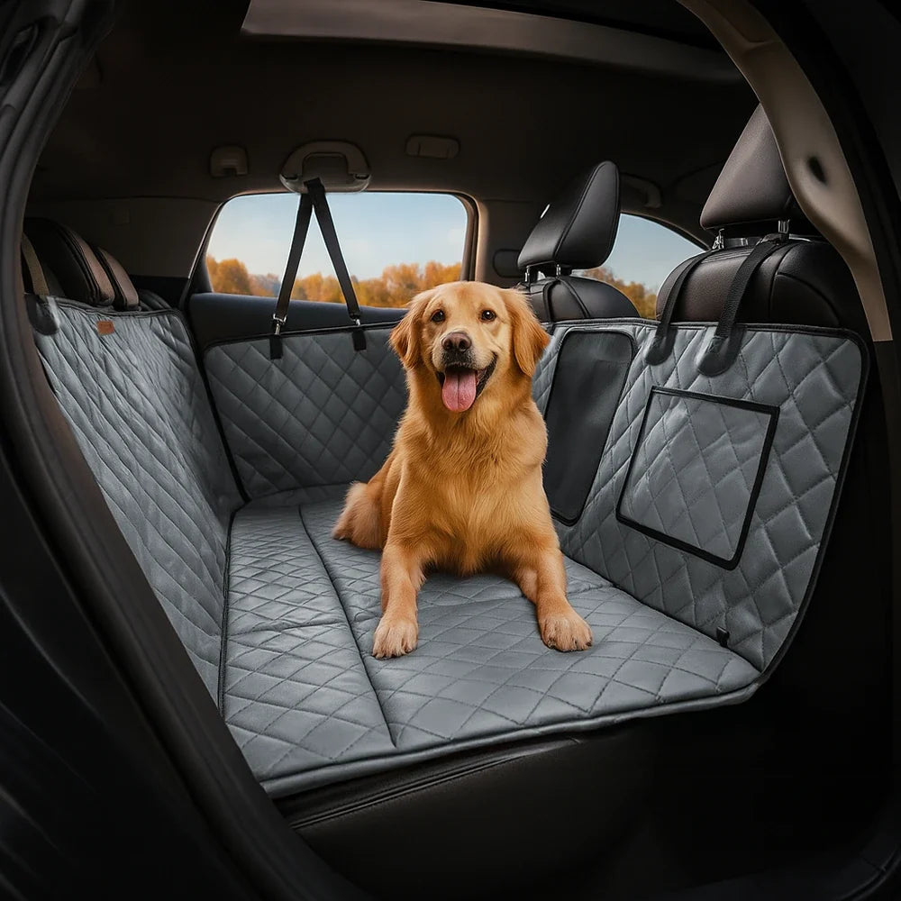 Faux Leather Dog Car Hammock – Waterproof Back Seat Cover with Mesh Window - view 14