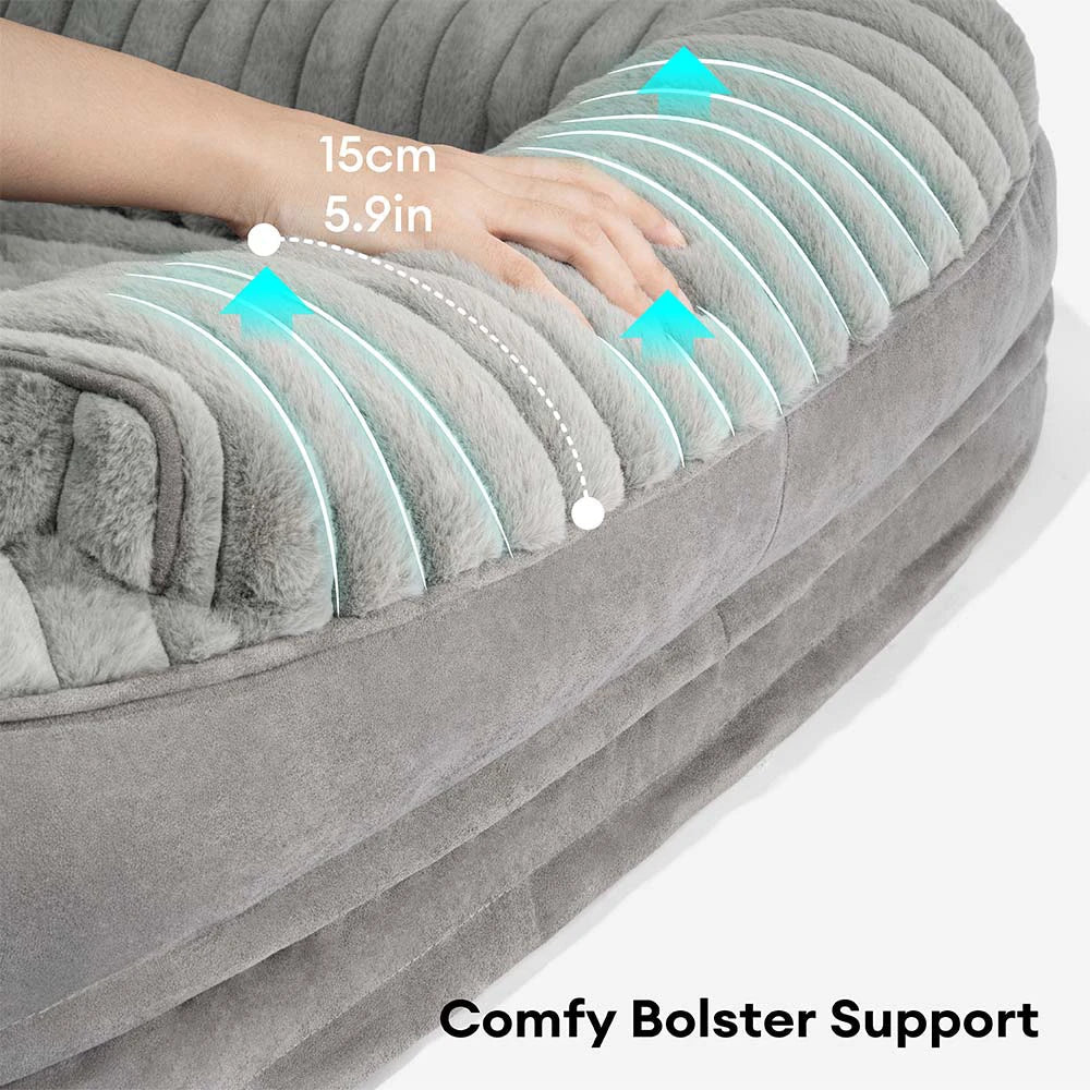 Orthopedic Bolster Dog Bed – Egg-Crate Foam Base with Washable Plush Cover - view 4