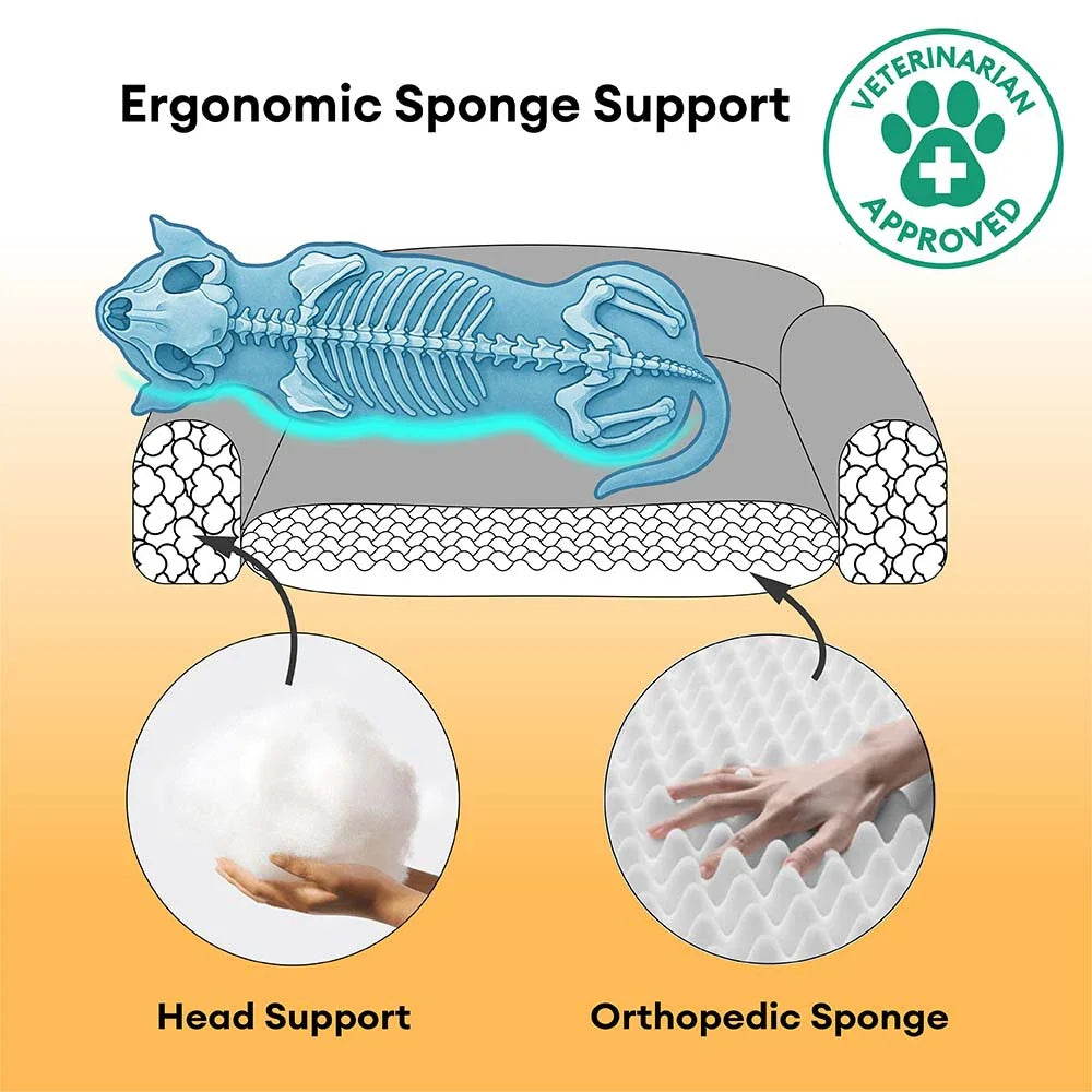 Orthopedic Bolster Dog Bed – Egg-Crate Foam Base with Washable Plush Cover - view 3