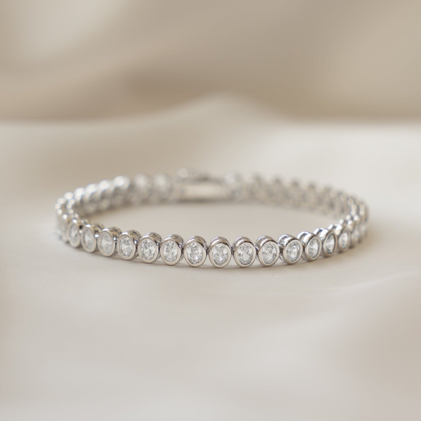 Dainty Oval Bezel CZ Tennis Bracelet