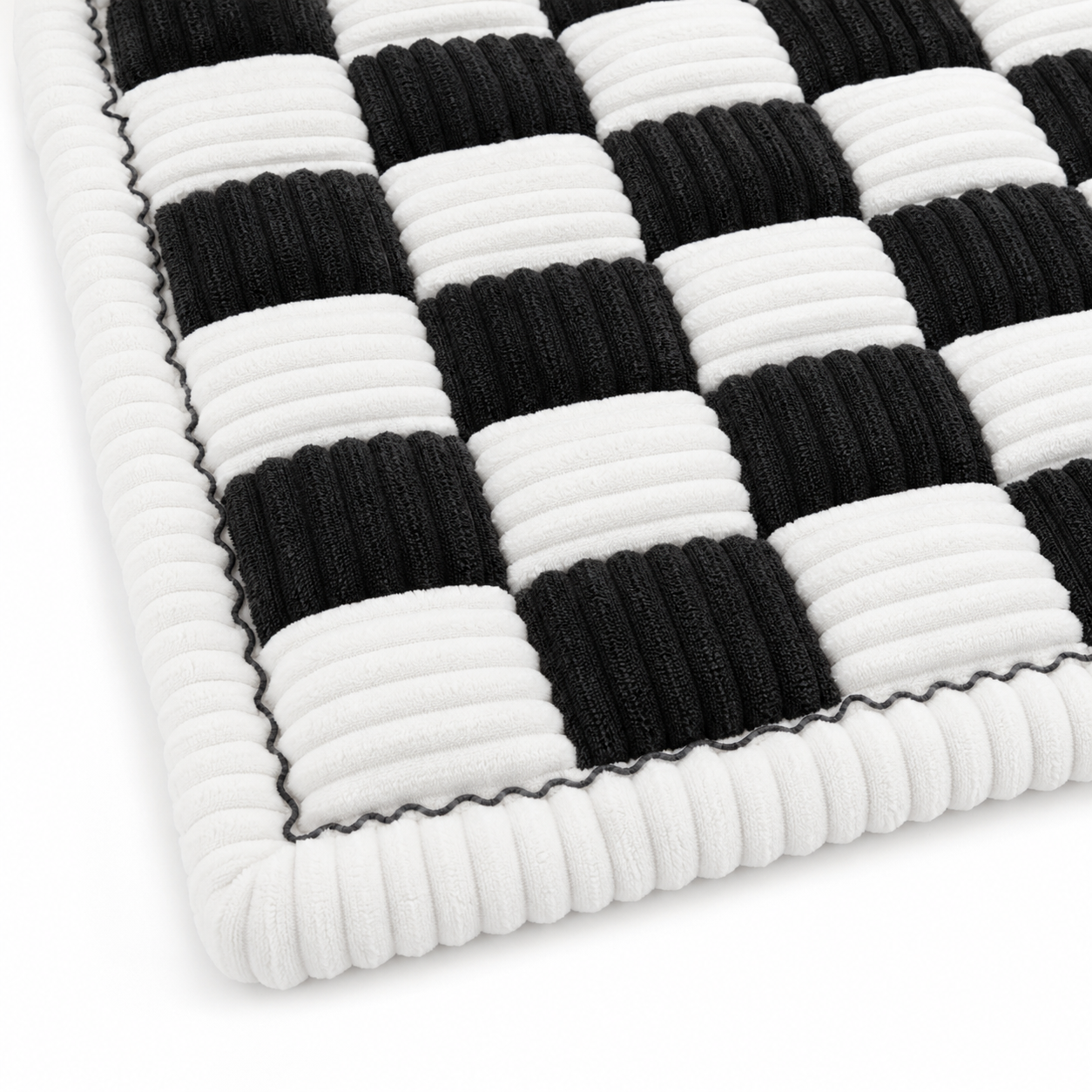 Cozy Chenille Pet Mat Bed | Cream-Colored Large Plaid Design for Comfort