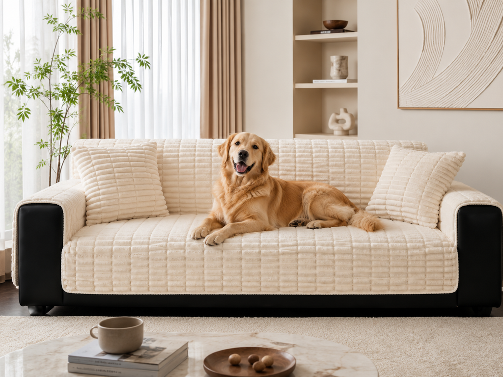 Cozy Flannel | Waterproof Sofa Cover with Non-Slip Backing | Pet-Friendly Protection for Ultimate Comfort
