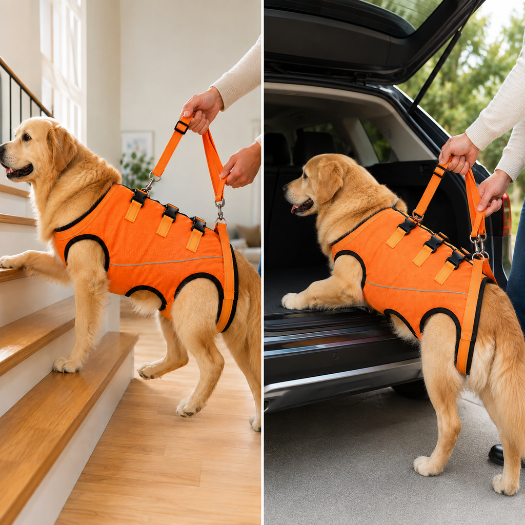 Full-Body Dog Mobility Support Harness for Stairs & Car Rides - Lift Assist Vest for Senior Dogs with Weak Hind Legs