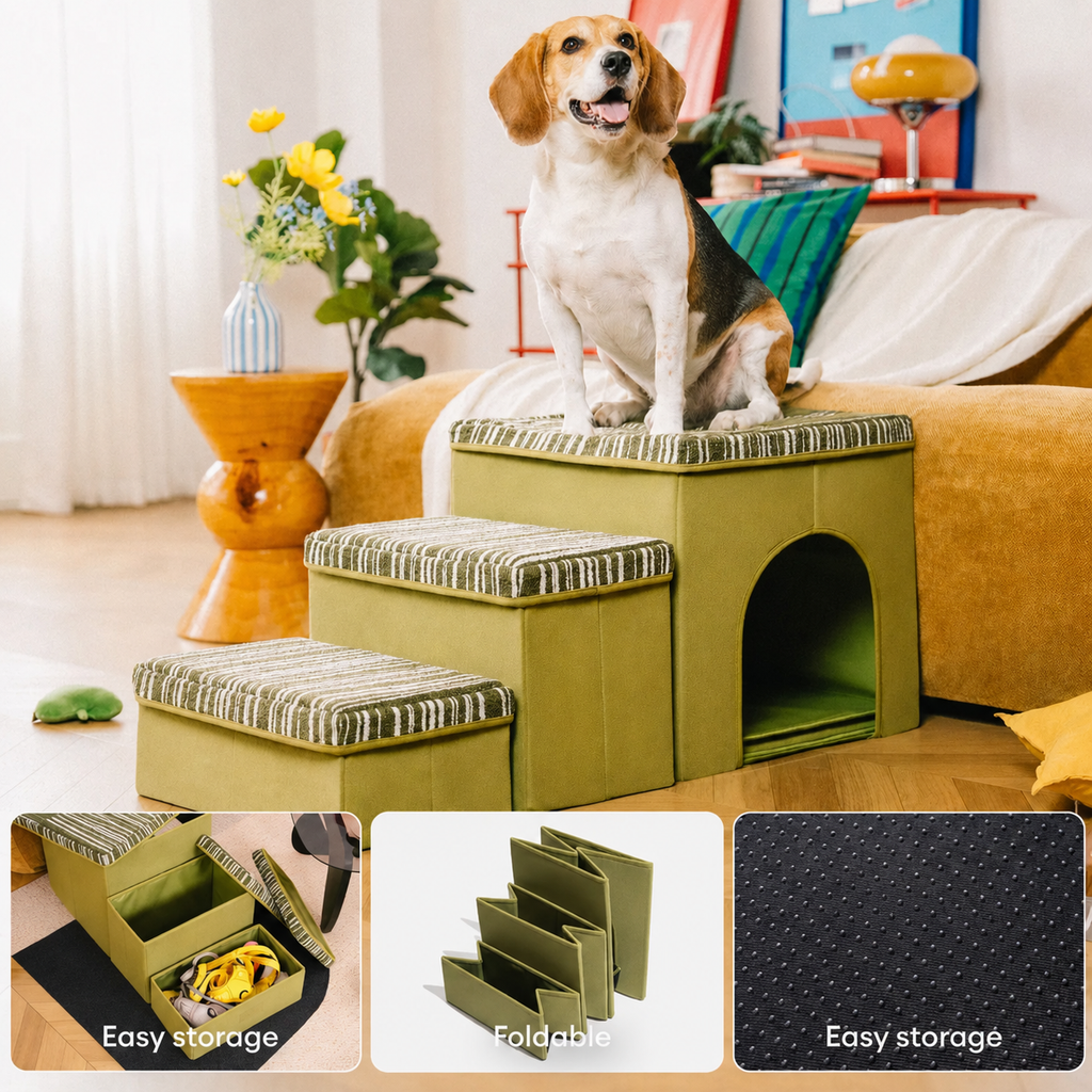 SnugNest | Dog Stairs for Bed with Hidden Storage | Stylish & Durable Accessory for Easy Pet Access