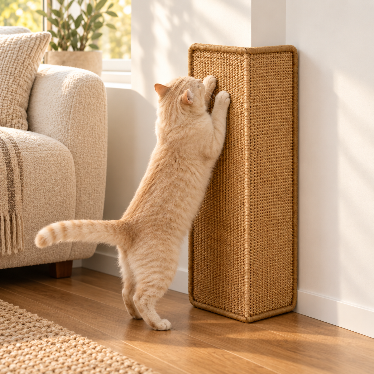 Durable Sisal Cat Scratching Board with Stable Design | Space-Saving Solution for Sofa and Wall Protection
