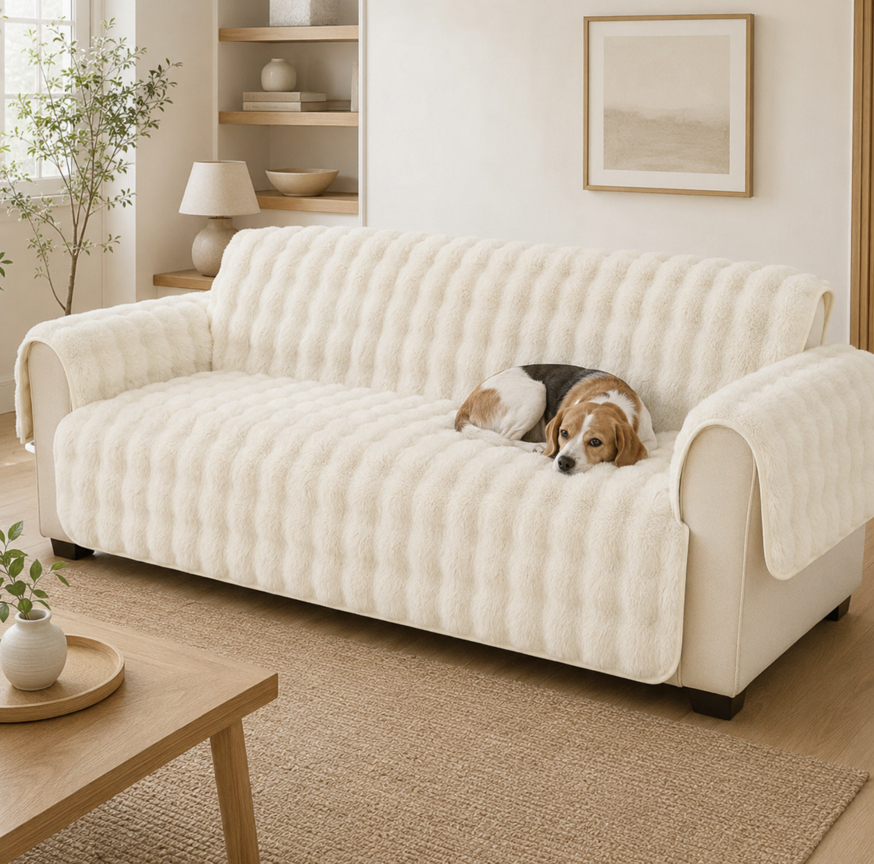 Water-Resistant Couch Cover for Dogs – Non-Slip Plush Sofa Protector