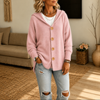 Wearbella – Hooded Waffle-Knit Button-Front Cardigan